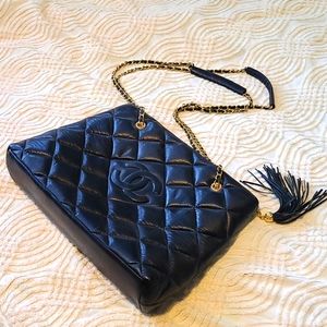 Black quilted leather cross body bag